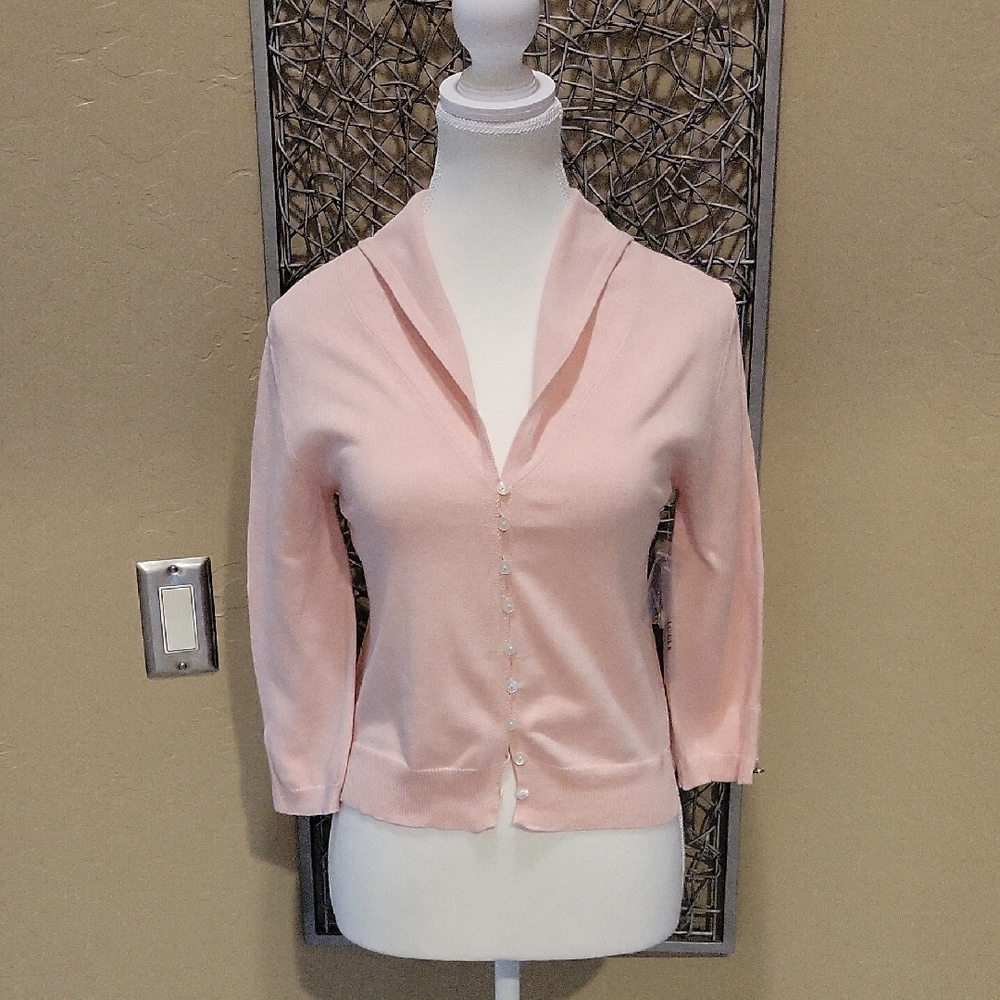 Light Pink Women's Button-Front Cardigan Sweater